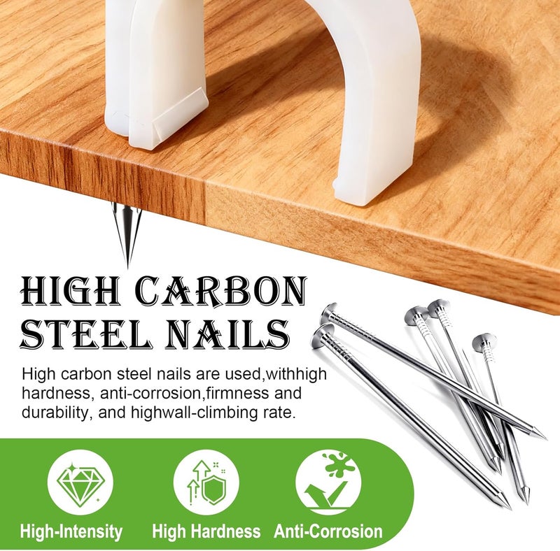 mxuteuk 200PCS Cable Clips with Steel Nails,4/6/8/10mm Round White Cable Wire Clips,Wall Clips for Cords,Cable Cord Clips for RG6 RG59 CAT6 RJ45 - Image 4